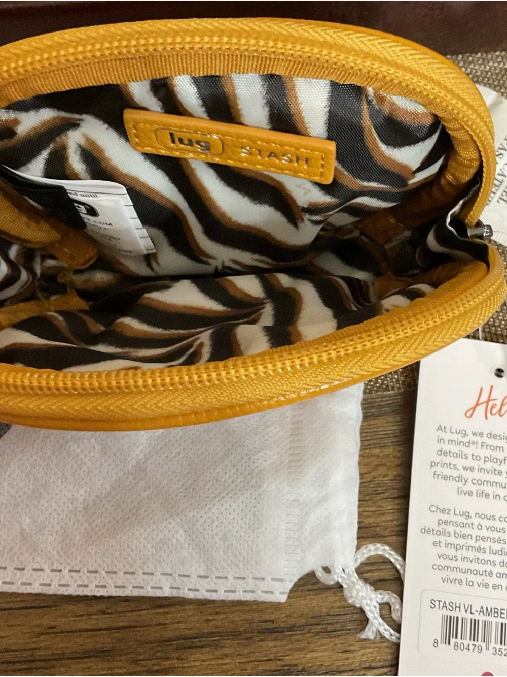 Lug Vegan Leather Stash Pouch. Amber yellow. NWT
